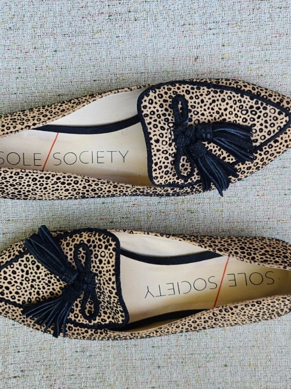 Sole Society Loafer Shoes Flat SO-HADLEE Tassel Bow Leather/Textile Size 8M 38.5 - Picture 6 of 12